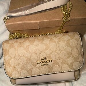 Coach Beige and Gold Crossbody Bag